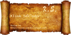 Klink Sándor névjegykártya