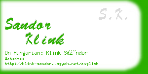 sandor klink business card